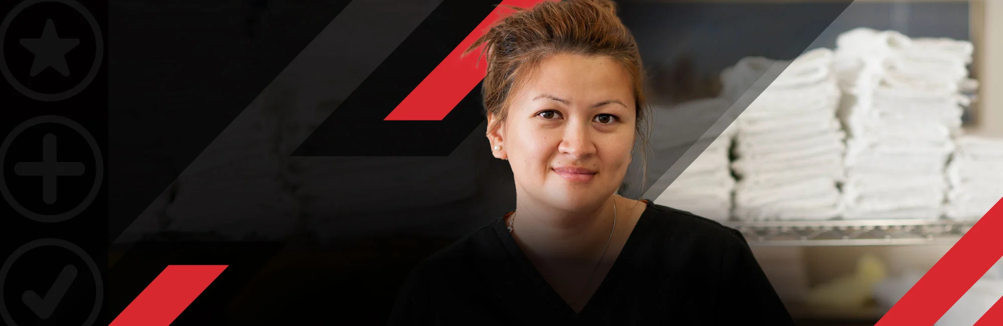 Two hospitality workers smiling