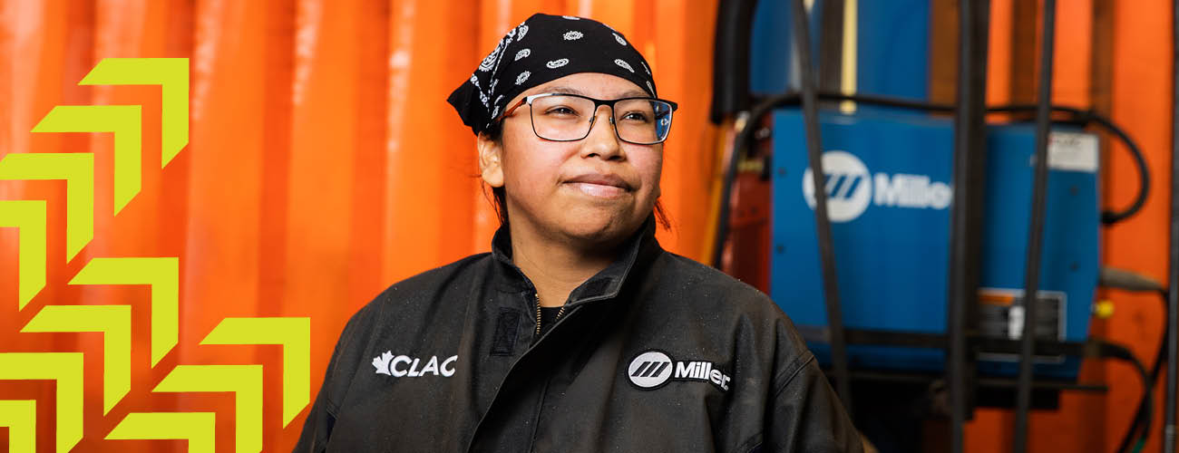 woman in welding bay