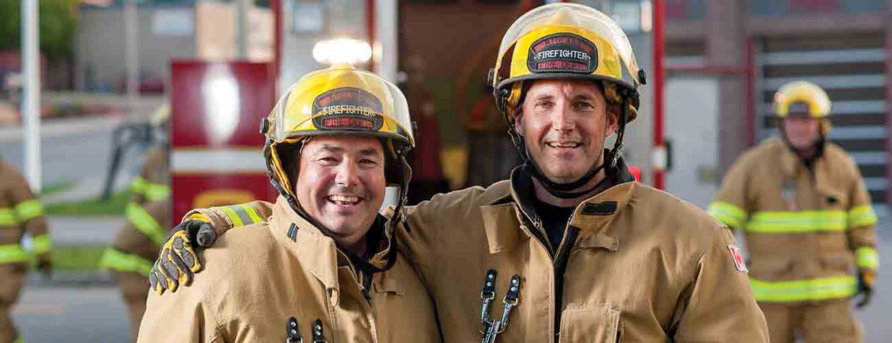 two happy fireman