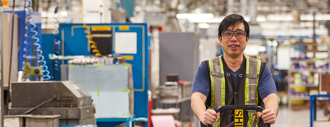 man in warehouse image
