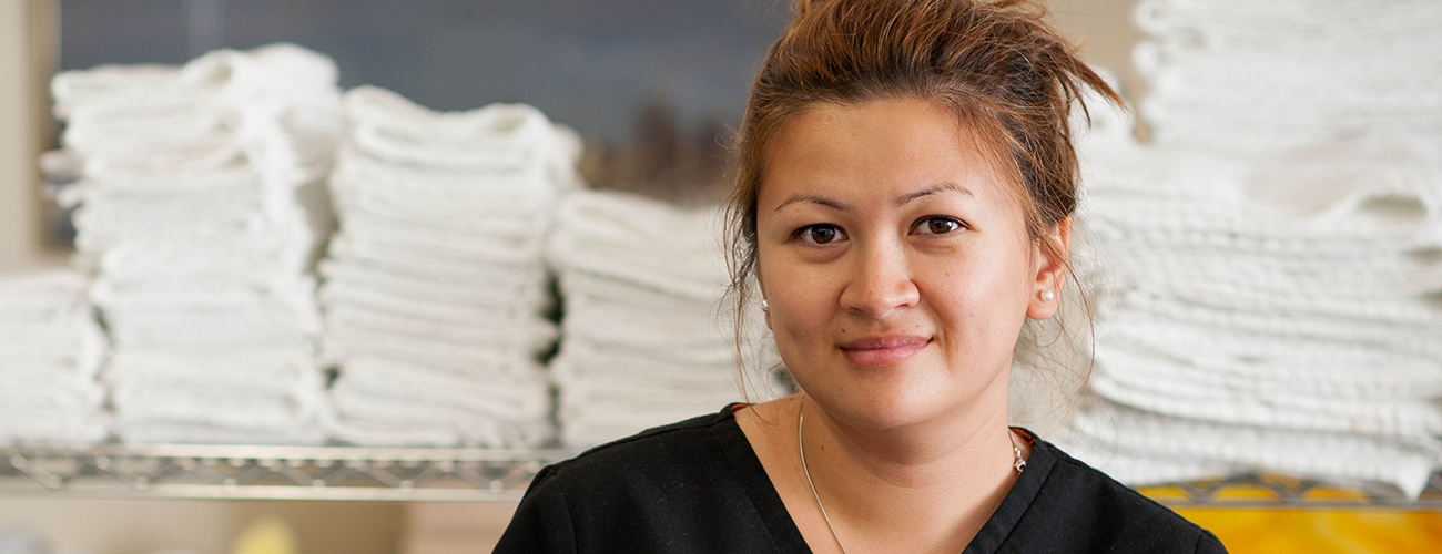 women in a laundry facility