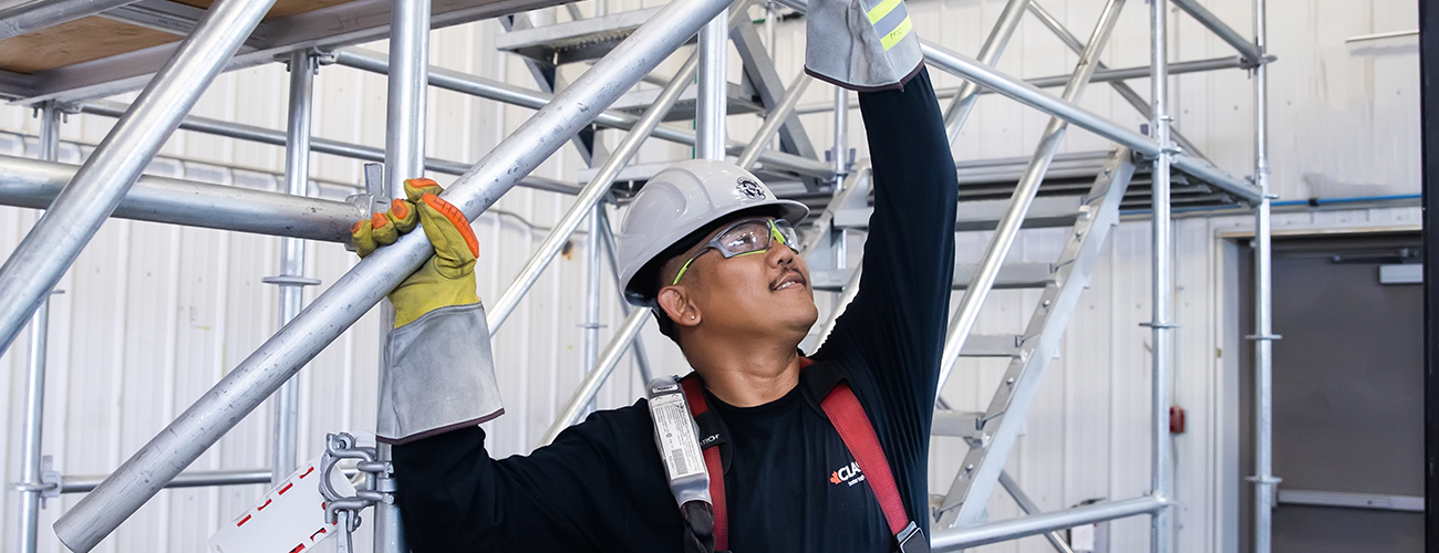 man on scaffolding